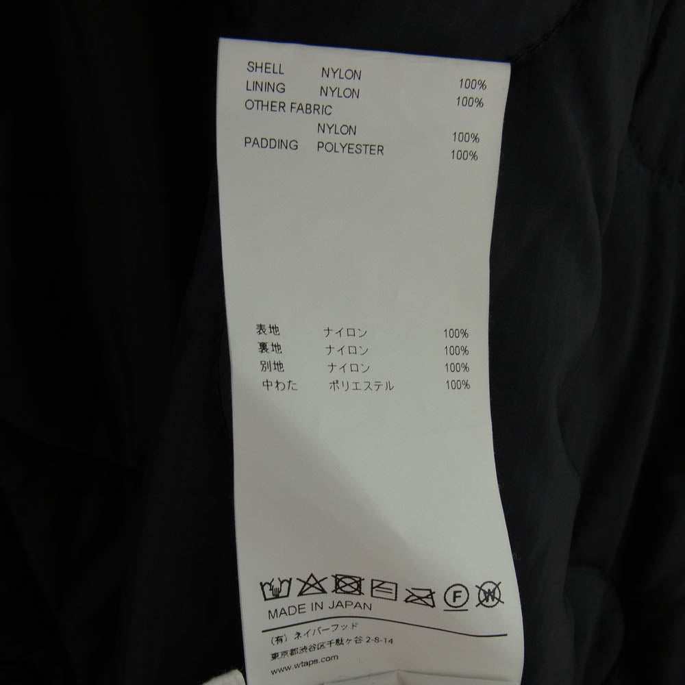 WTAPS ダブルタップス 24AW 241CWDT-JKM02 WLJ Jacket Nylon. Ripstop. VV ナイロン リップストップ キルティング ジャケット ブラック系 X04【中古】