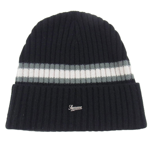 Supreme シュプリーム 23AW Stripe Cashmere Beanie ストライプト カシミヤ カシミア ビーニー ニット ブラック ブラック系 58cm【中古】