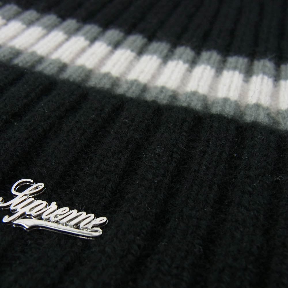 Supreme シュプリーム 23AW Stripe Cashmere Beanie ストライプト カシミヤ カシミア ビーニー ニット ブラック ブラック系 58cm【中古】