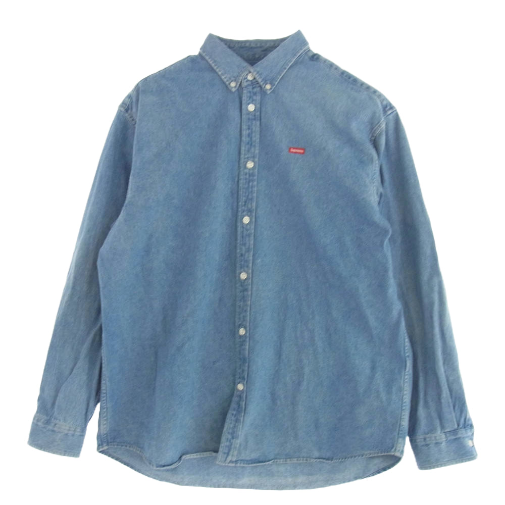 Supreme シュプリーム 22SS Small Box Shirt DENIM スモール ボックス ロゴ シャツ デニム ライトブルー系 L【中古】