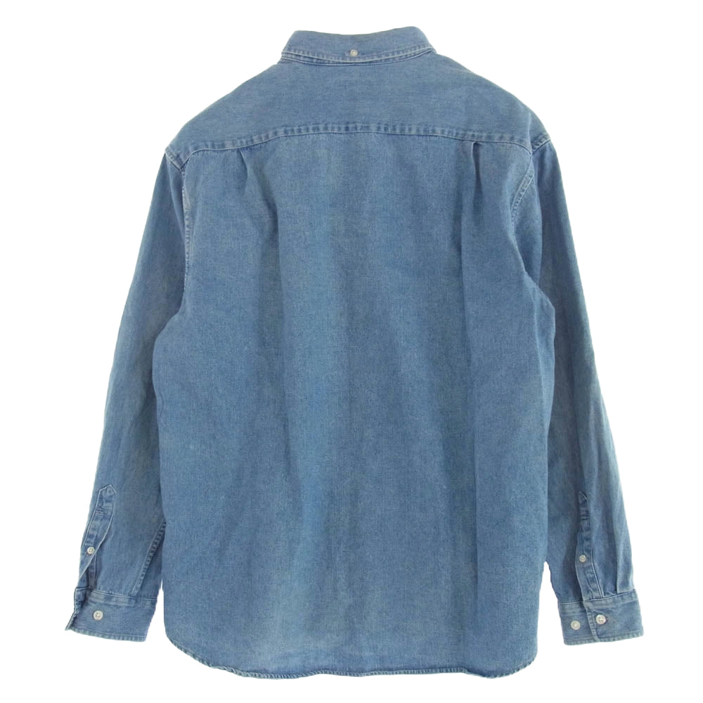 Supreme シュプリーム 22SS Small Box Shirt DENIM スモール ボックス ロゴ シャツ デニム ライトブルー系 L【中古】