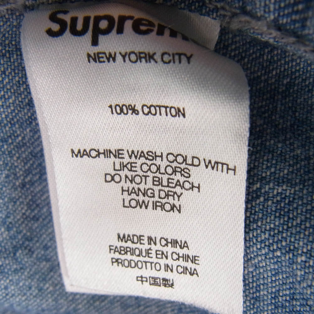 Supreme シュプリーム 22SS Small Box Shirt DENIM スモール ボックス ロゴ シャツ デニム ライトブルー系 L【中古】