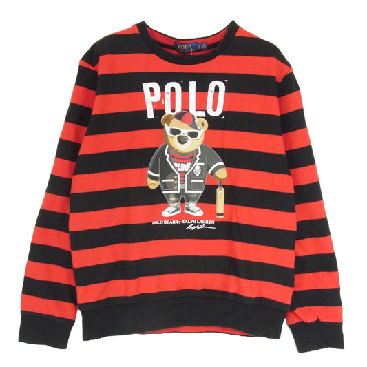 POLO RALPH LAUREN ポロ・ラルフローレン ポロベア ボーダー スウェット レッド系 SP【中古】