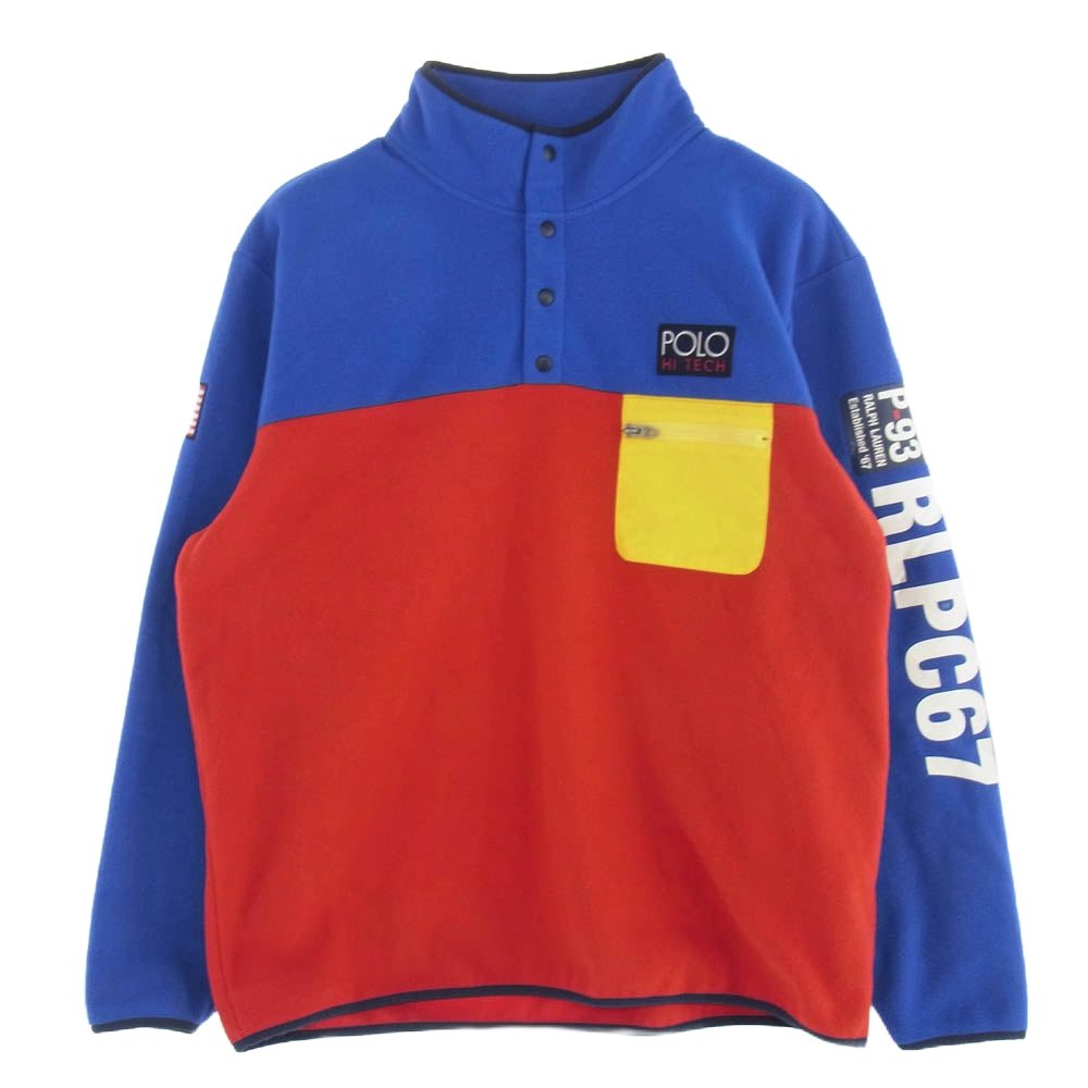 POLO RALPH LAUREN ポロ・ラルフローレン 復刻 HI TECH ハーフボタン プルオーバー フリース ジャケット マルチカラー系 XL【中古】