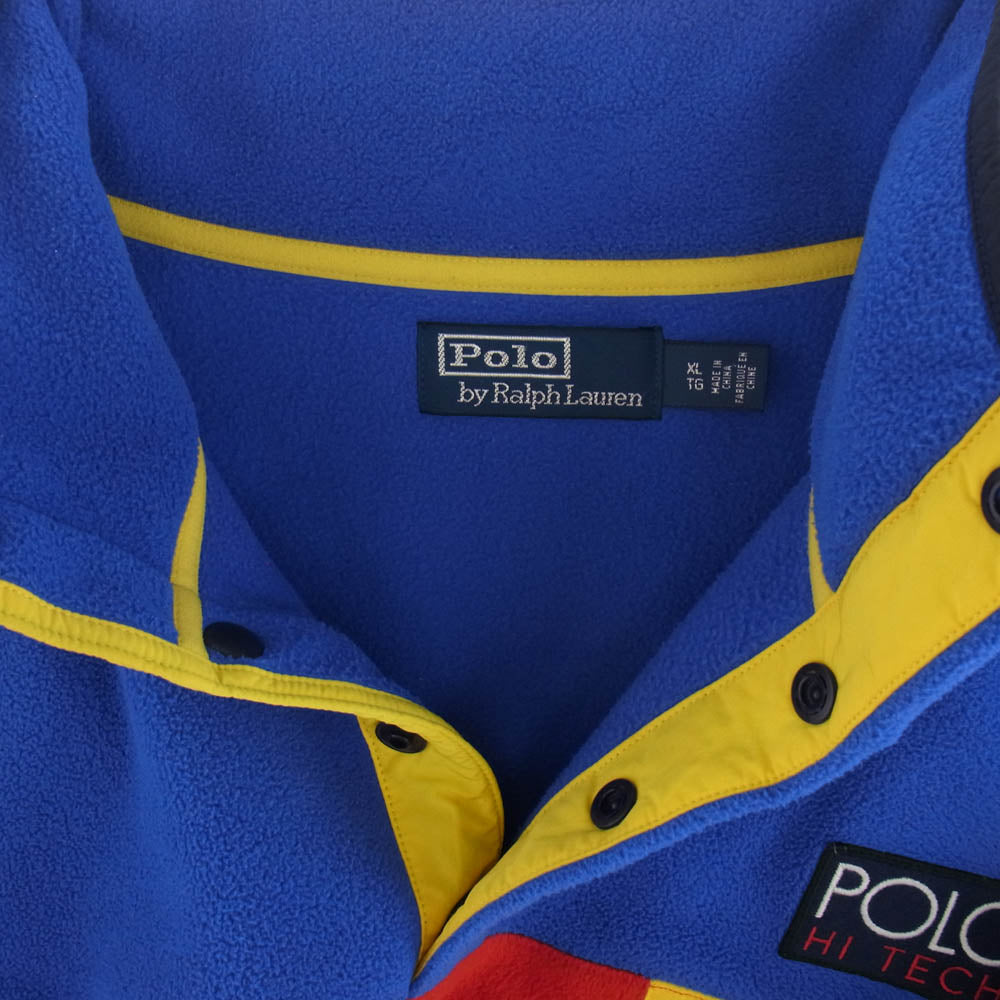 POLO RALPH LAUREN ポロ・ラルフローレン 復刻 HI TECH ハーフボタン プルオーバー フリース ジャケット マルチカラー系 XL【中古】