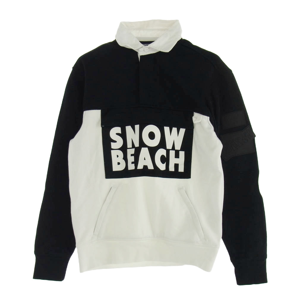 POLO RALPH LAUREN ポロ・ラルフローレン 復刻 SNOW BEACH ラガーシャツ スウェット 長袖 ブラック系 ホワイト系 S【中古】