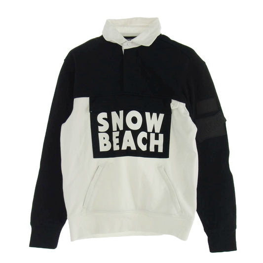 POLO RALPH LAUREN ポロ・ラルフローレン 復刻 SNOW BEACH ラガーシャツ スウェット 長袖 ブラック系 ホワイト系 S【中古】