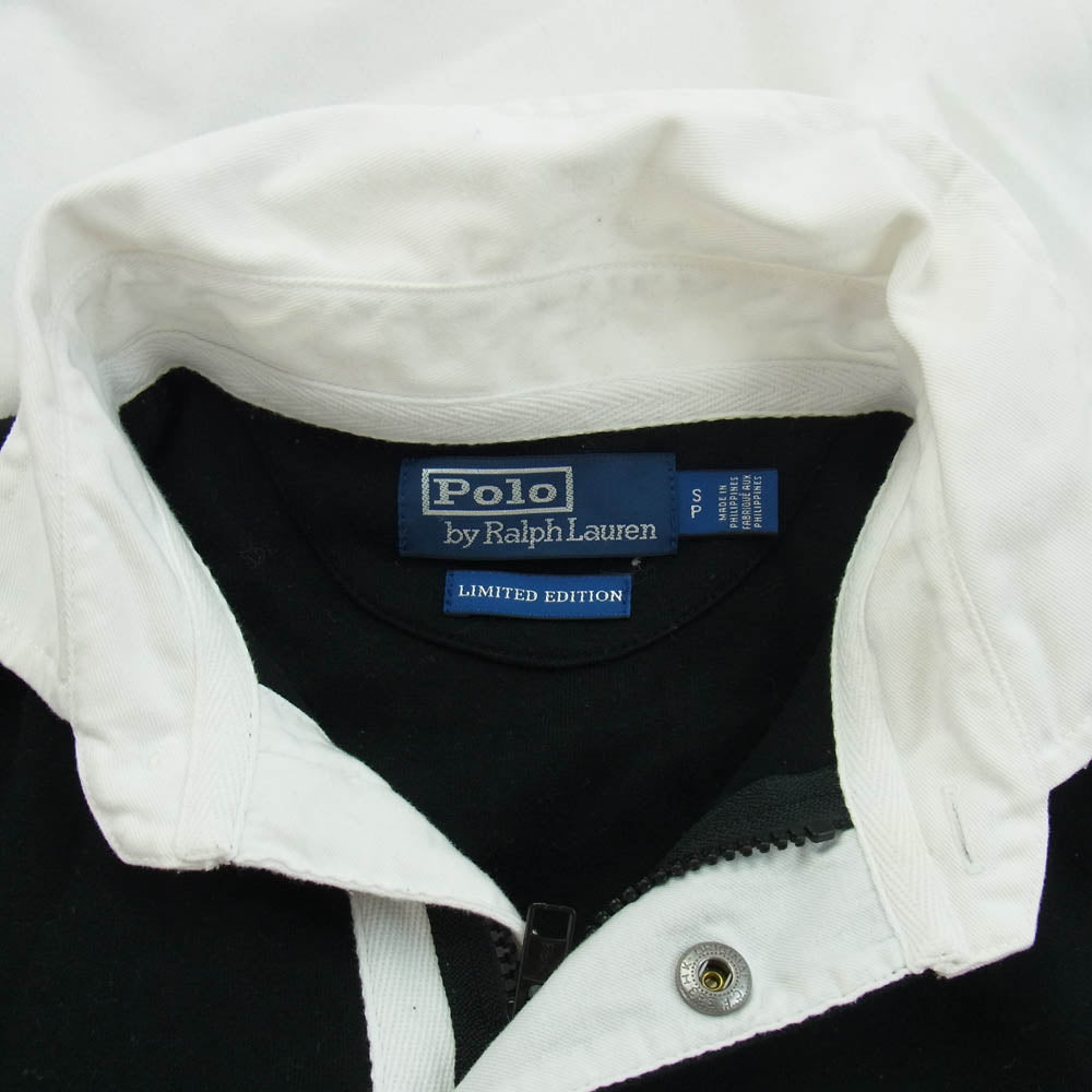 POLO RALPH LAUREN ポロ・ラルフローレン 復刻 SNOW BEACH ラガーシャツ スウェット 長袖 ブラック系 ホワイト系 S【中古】
