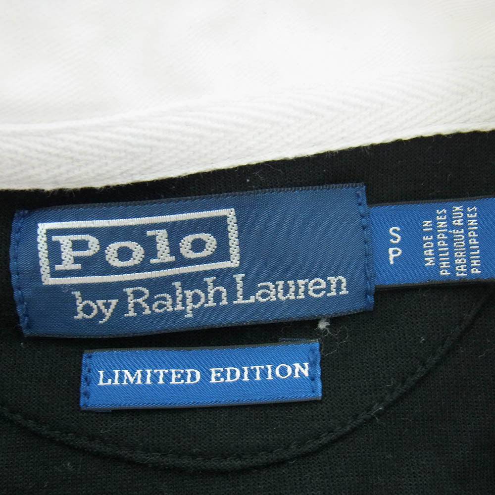 POLO RALPH LAUREN ポロ・ラルフローレン 復刻 SNOW BEACH ラガーシャツ スウェット 長袖 ブラック系 ホワイト系 S【中古】