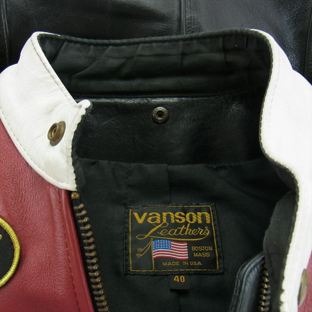 VANSON バンソン RJP ライダースジャケット ブラック系 レッド系 40