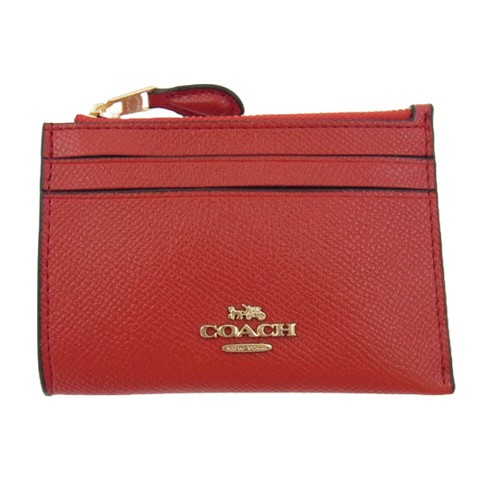COACH コーチ 88250 IMF8Q MINI SKINNY ID CASE ミニ スキニー IDケース カードケース パスケース 定期入れ レッド系【極上美品】【中古】