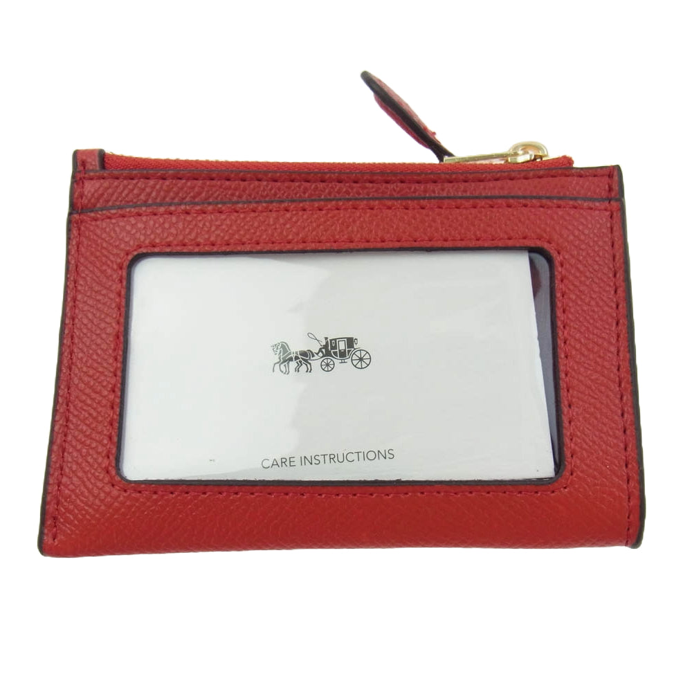 COACH コーチ 88250 IMF8Q MINI SKINNY ID CASE ミニ スキニー IDケース カードケース パスケース 定期入れ レッド系【極上美品】【中古】