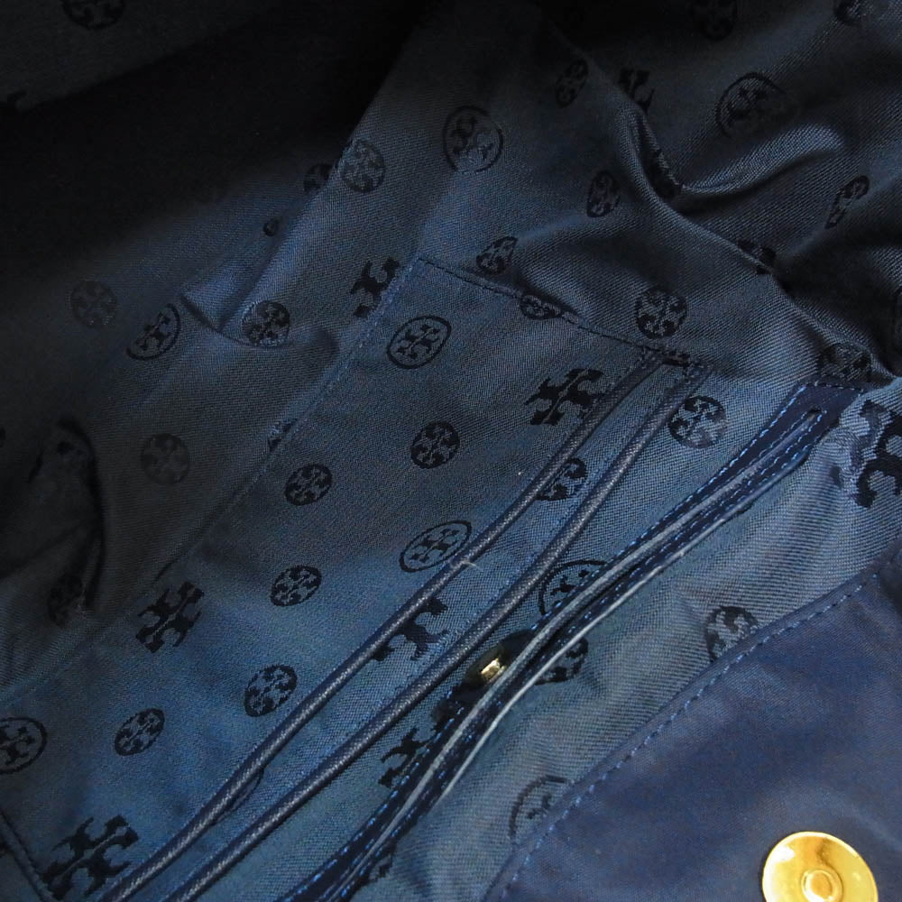Tory Burch トリーバーチ 43512 Tote Bag トートバッグ ナイロン ネイビー系【極上美品】【中古】