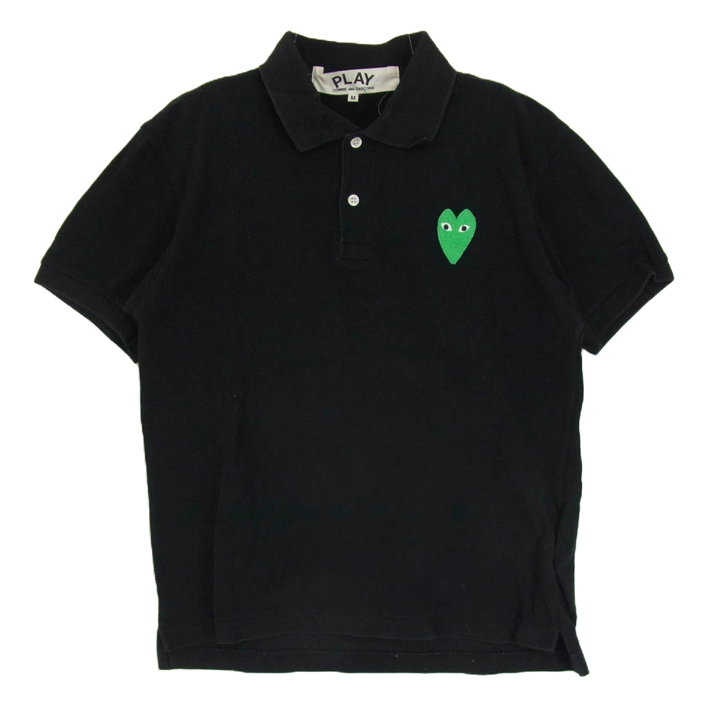 PLAY COMME des GARCONS プレイコムデギャルソン AZ-T046 AD2014 ハートロゴ刺繍 半袖 ポロシャツ ブラック系 M【中古】