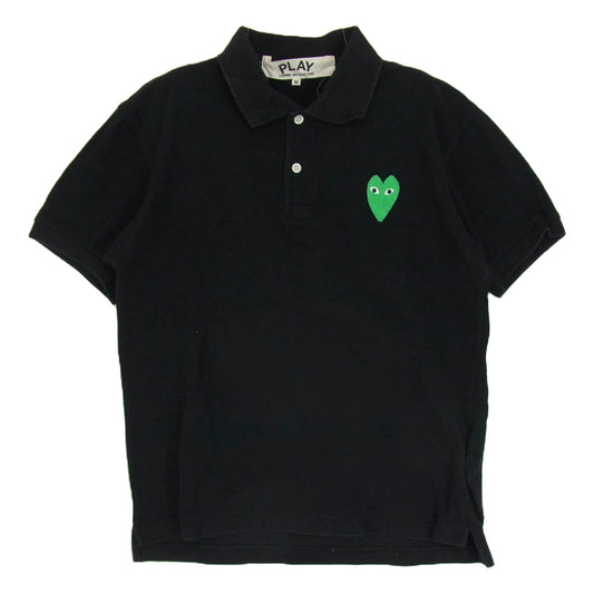 PLAY COMME des GARCONS プレイコムデギャルソン AZ-T046 AD2014 ハートロゴ刺繍 半袖 ポロシャツ ブラック系 M【中古】