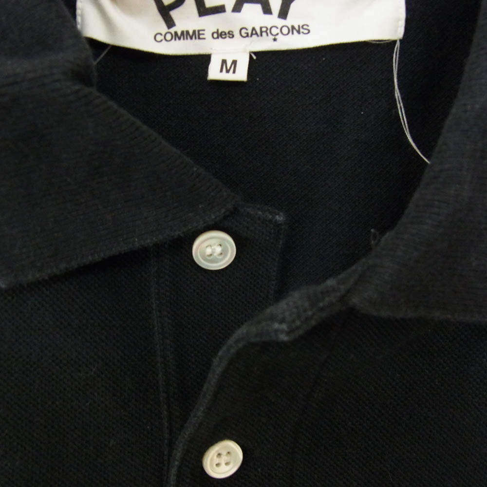 PLAY COMME des GARCONS プレイコムデギャルソン AZ-T046 AD2014 ハートロゴ刺繍 半袖 ポロシャツ ブラック系 M【中古】