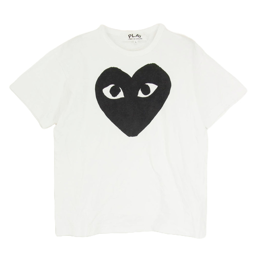 PLAY COMME des GARCONS プレイコムデギャルソン AZ-T070 AD2008 ハート ロゴ クルーネック 半袖 Tシャツ ホワイト系 L【中古】