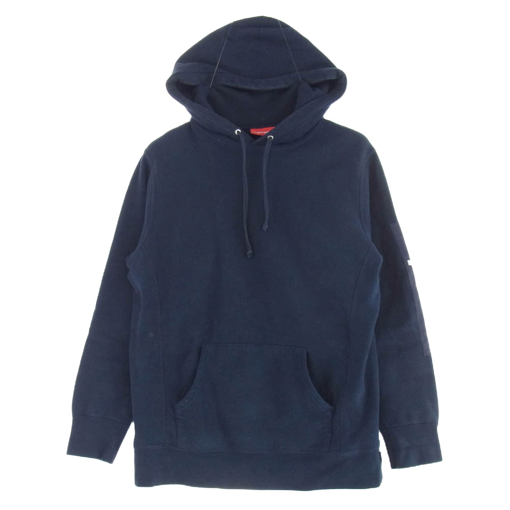 Supreme シュプリーム 17SS Sleeve Patch Hooded Sweatshirt スリーブ パッチ フーディ スウェット パーカー ネイビー系 M【中古】