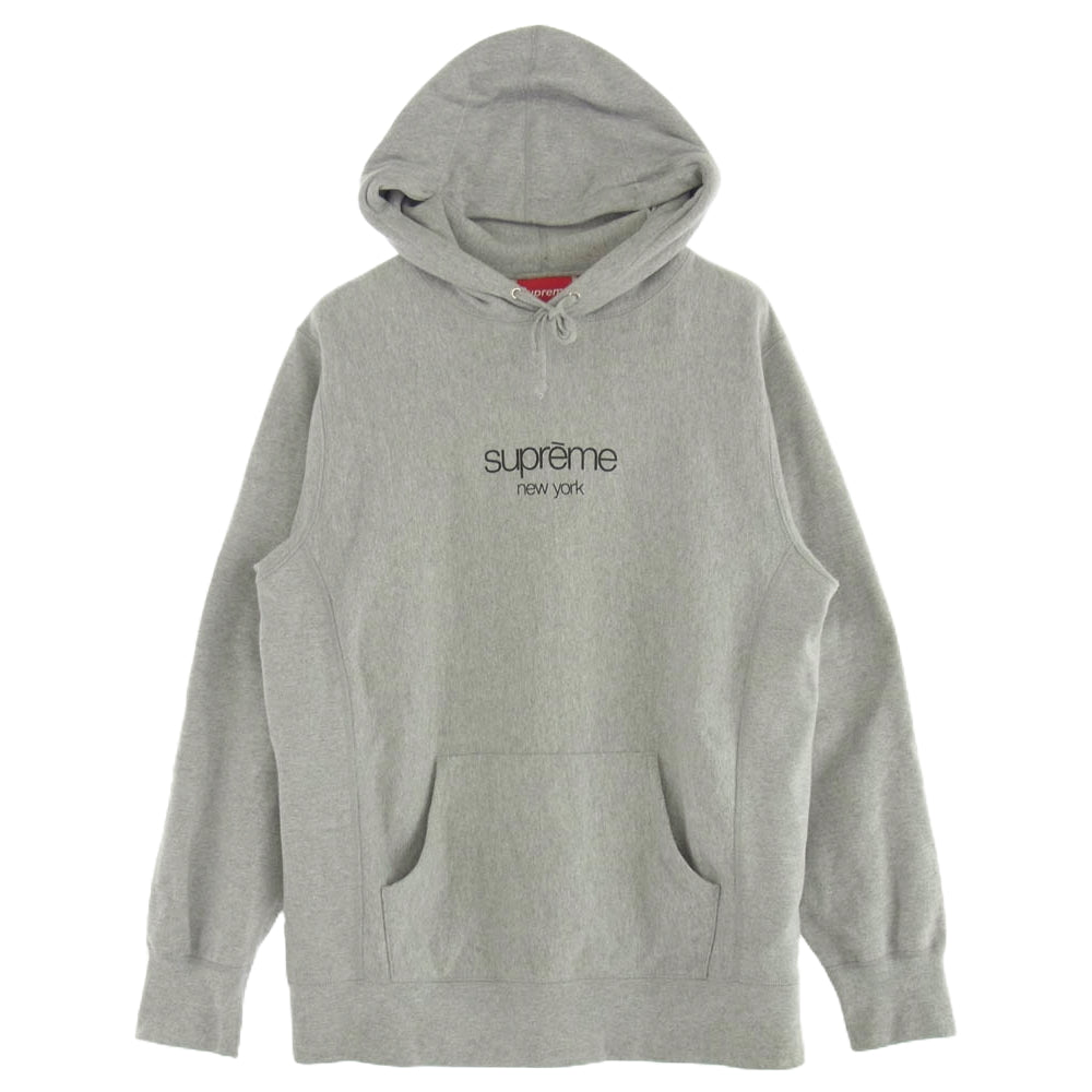 Supreme シュプリーム 15SS Classic Logo Hooded Sweatshirt クラシック ロゴ スウェット グレー系 L【中古】