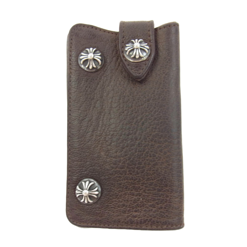 CHROME HEARTS クロムハーツ（原本無） KEY CASE クロスボールボタン レザー キーケース ブラウン系【中古】