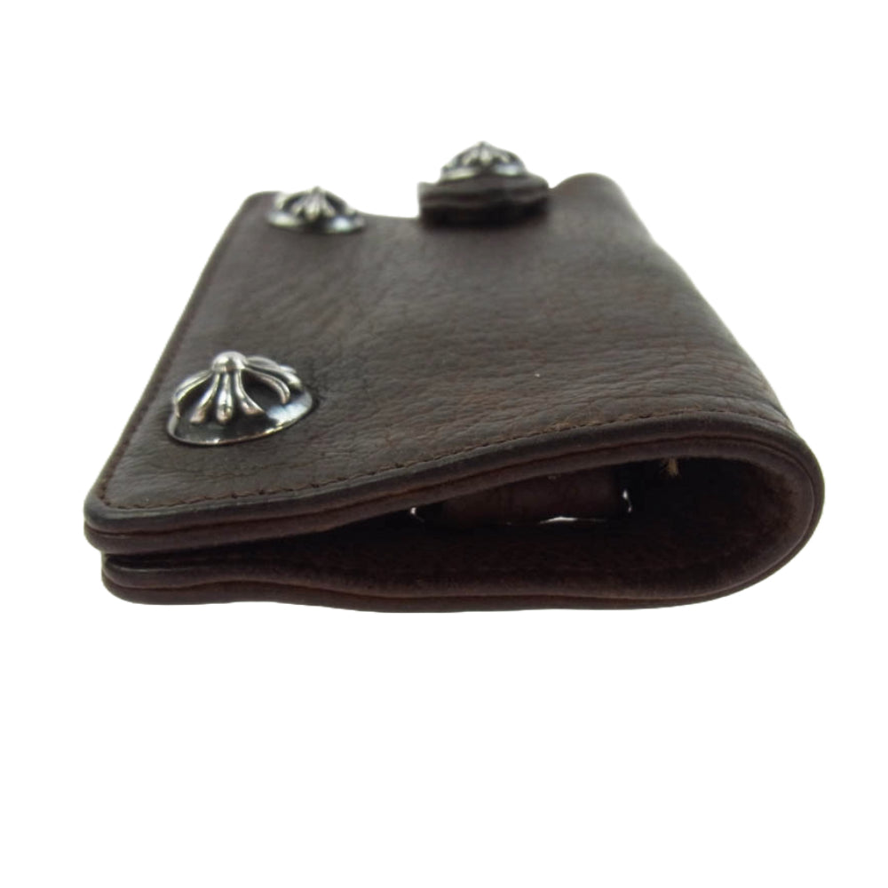 CHROME HEARTS クロムハーツ（原本無） KEY CASE クロスボールボタン レザー キーケース ブラウン系【中古】