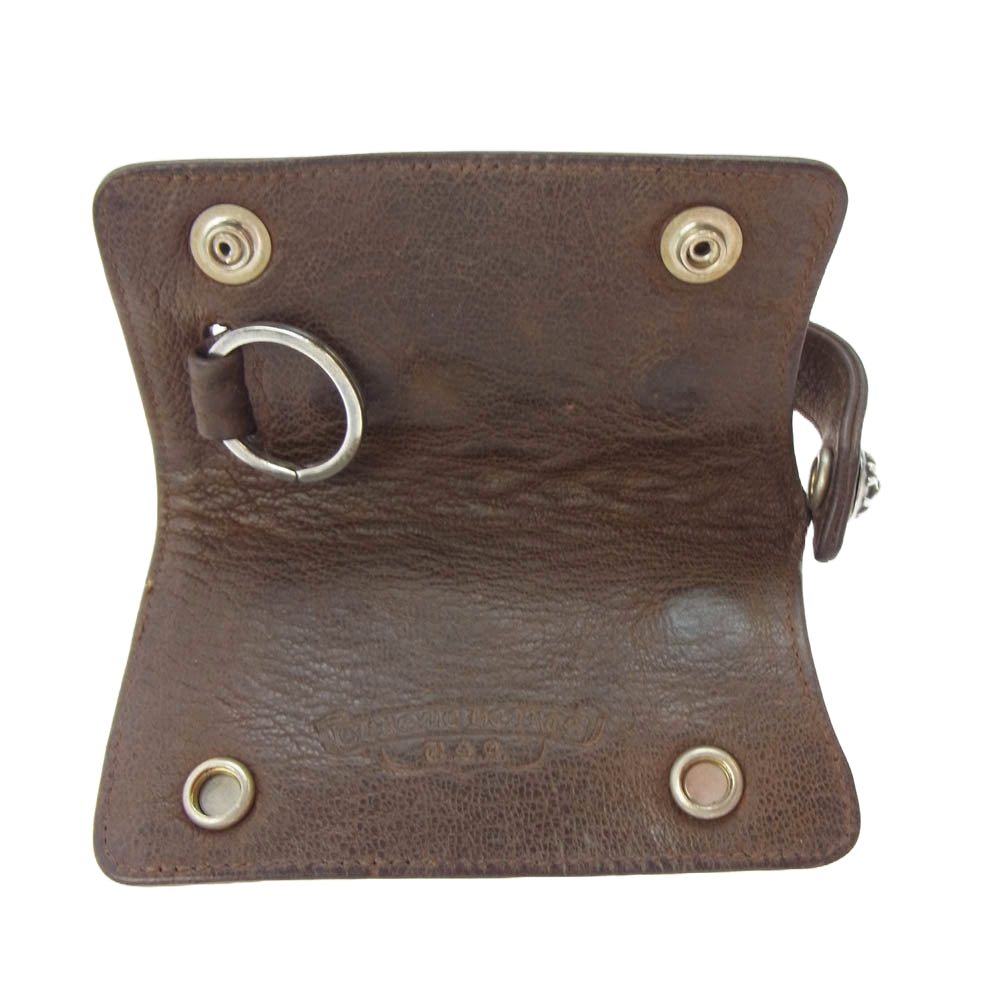 CHROME HEARTS クロムハーツ（原本無） KEY CASE クロスボールボタン レザー キーケース ブラウン系【中古】