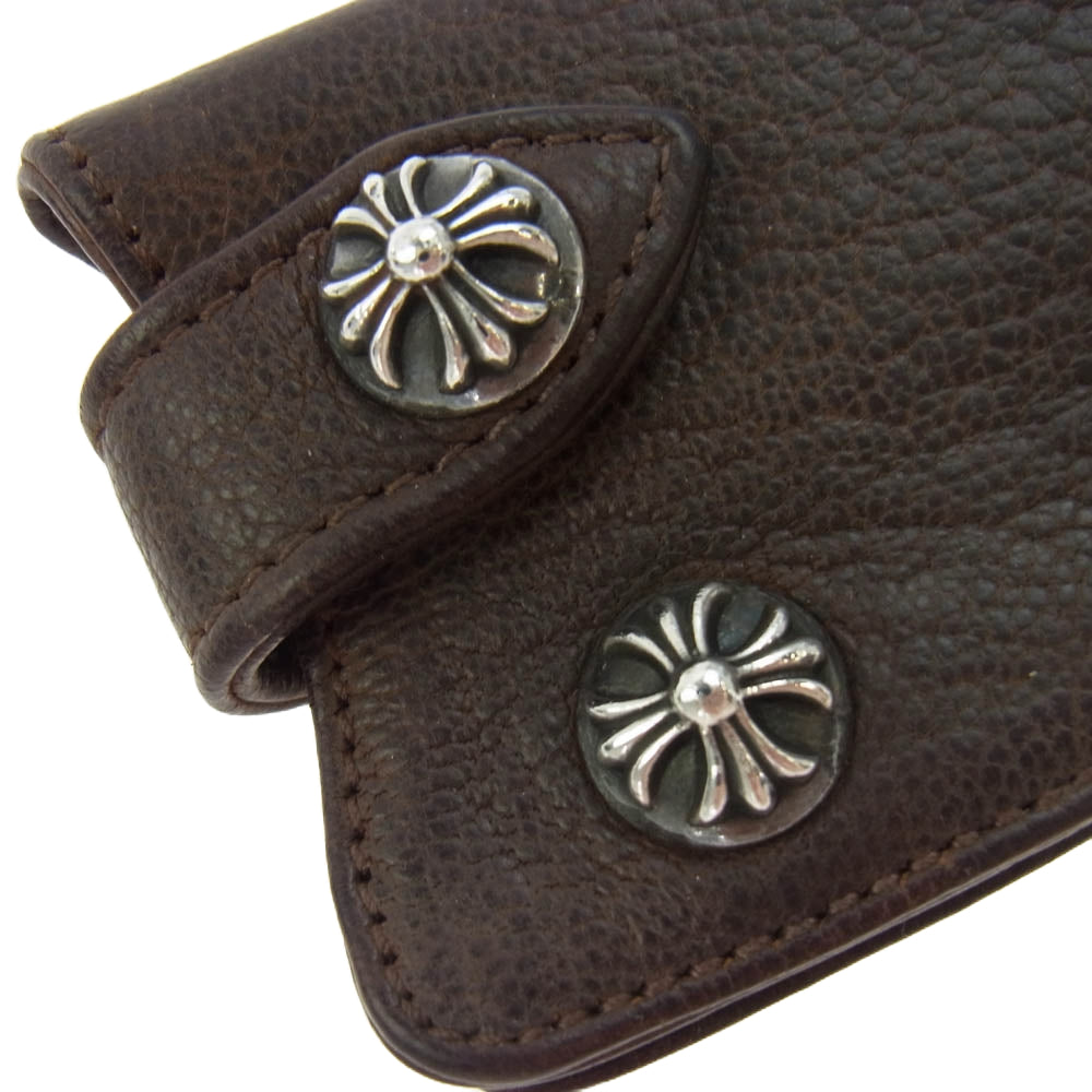 CHROME HEARTS クロムハーツ（原本無） KEY CASE クロスボールボタン レザー キーケース ブラウン系【中古】