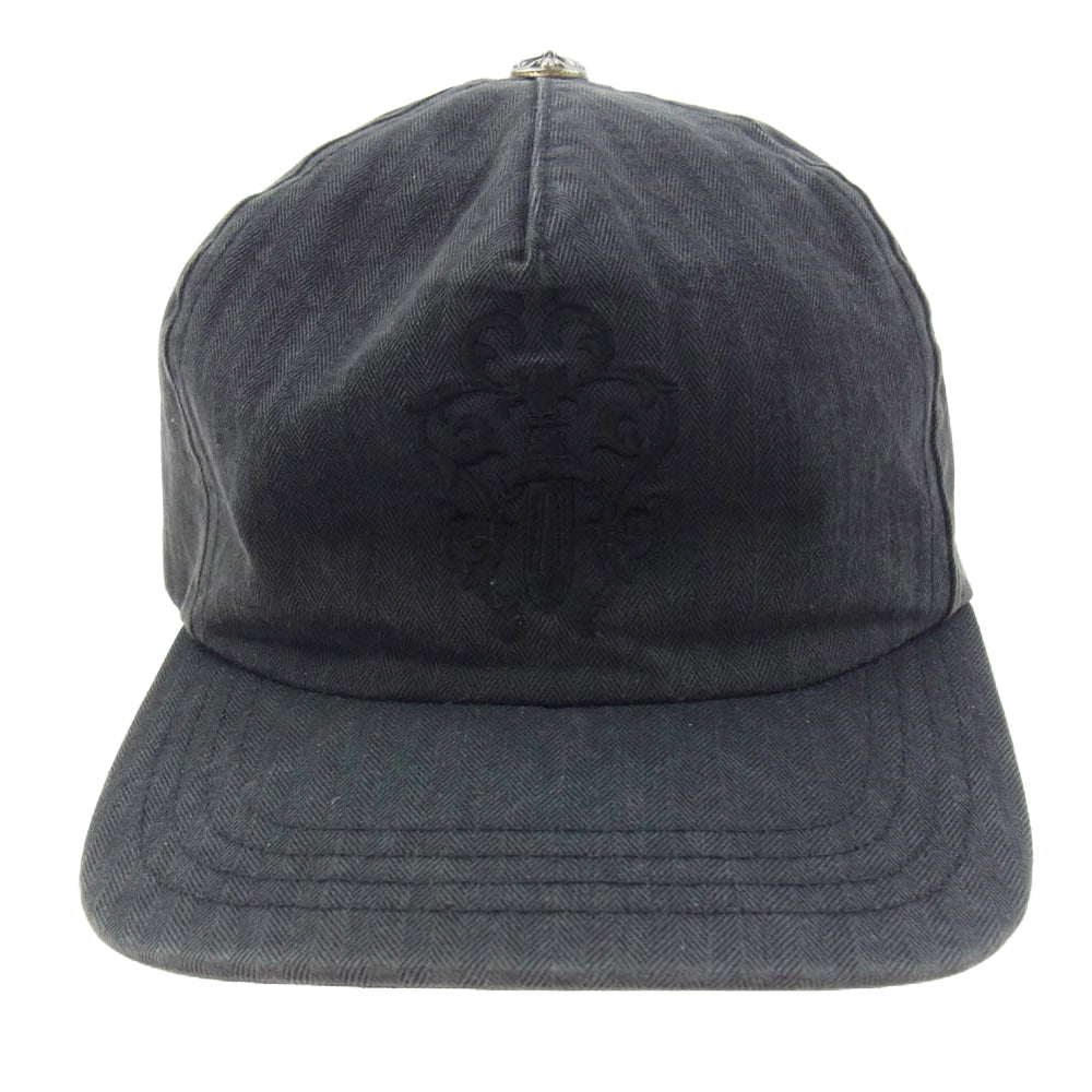 CHROME HEARTS クロムハーツ（原本無） ダガー刺繍 クロスボール スクロールラベル デニム 6パネル キャップ ブラック系【中古】