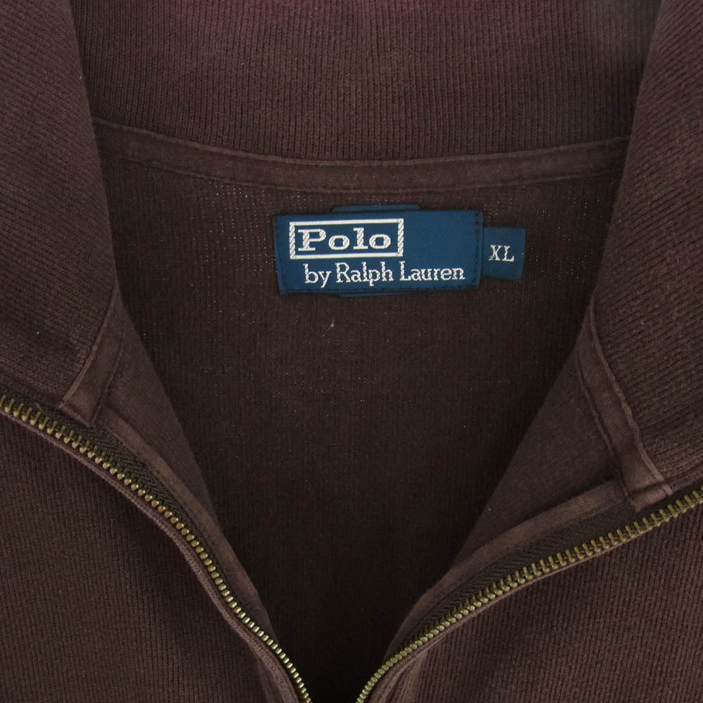 POLO RALPH LAUREN ポロ・ラルフローレン ロゴ刺繍 ハーフジップ スウェット ブラウン系 XL【中古】
