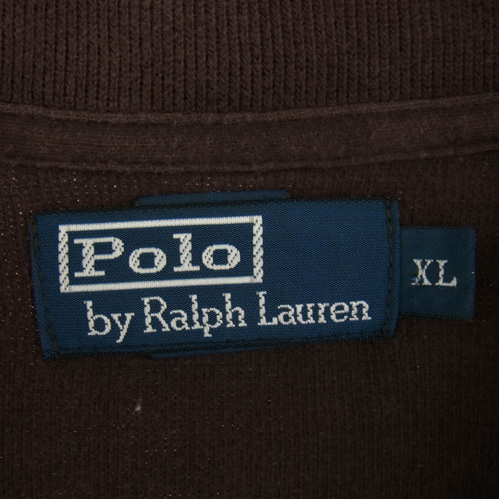 POLO RALPH LAUREN ポロ・ラルフローレン ロゴ刺繍 ハーフジップ スウェット ブラウン系 XL【中古】
