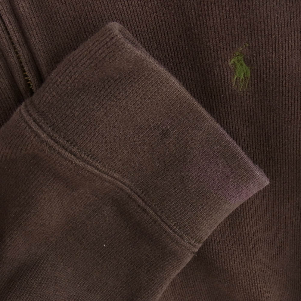 POLO RALPH LAUREN ポロ・ラルフローレン ロゴ刺繍 ハーフジップ スウェット ブラウン系 XL【中古】