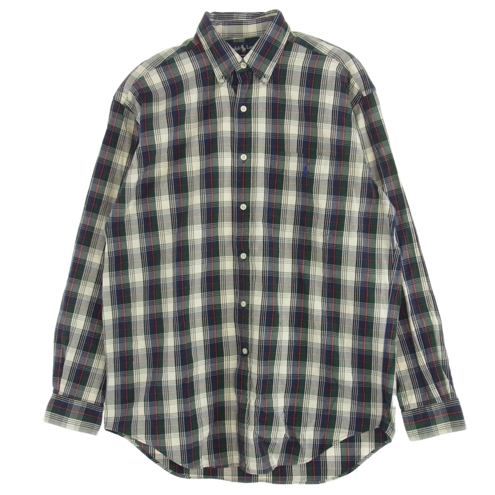 POLO RALPH LAUREN ポロ・ラルフローレン ボタンダウン チェック柄 シャツ 長袖 グリーン系 M【中古】