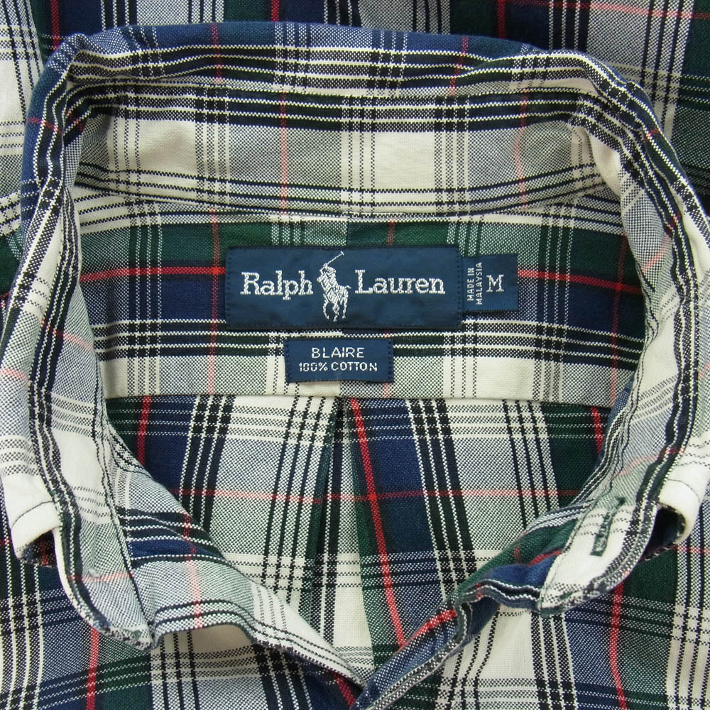 POLO RALPH LAUREN ポロ・ラルフローレン ボタンダウン チェック柄 シャツ 長袖 グリーン系 M【中古】