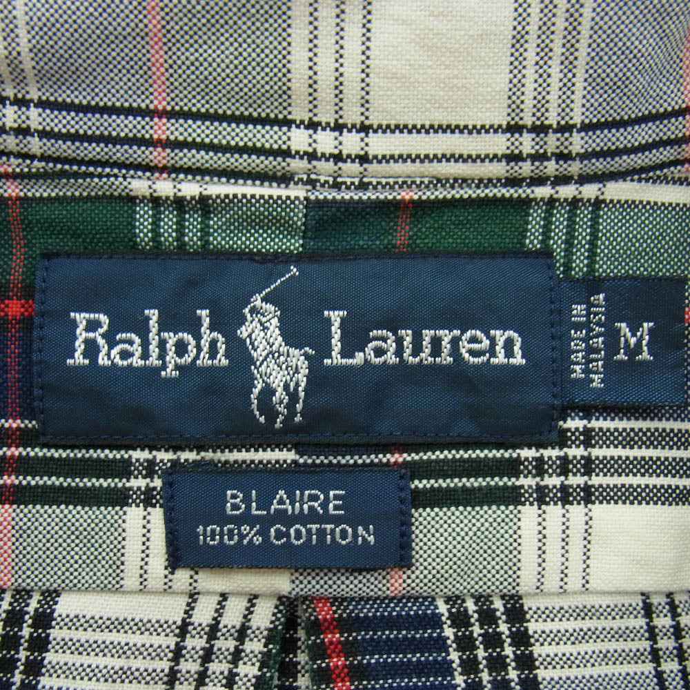 POLO RALPH LAUREN ポロ・ラルフローレン ボタンダウン チェック柄 シャツ 長袖 グリーン系 M【中古】