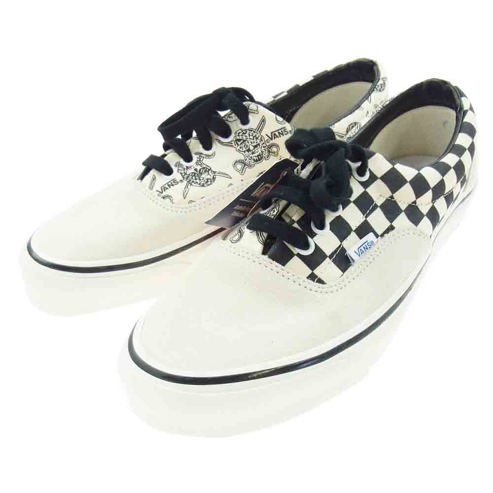 VANS バンズ 508731 ERA Style 95 ANAHEIM FACTORY COLLECTION アナハイム ファクトリー コレクション スカル パイレーツ チェック スニーカー オフホワイト系 ブラック系 28cm【美品】【中古】