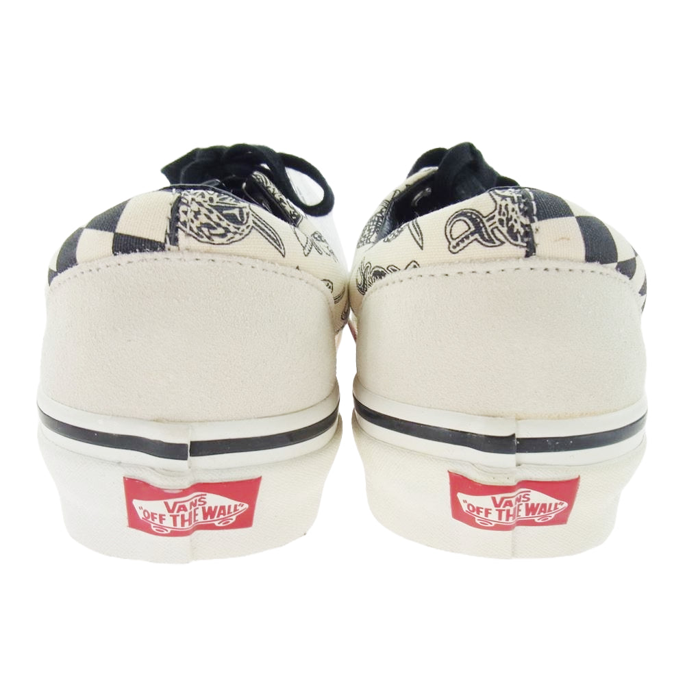 VANS バンズ 508731 ERA Style 95 ANAHEIM FACTORY COLLECTION アナハイム ファクトリー コレクション スカル パイレーツ チェック スニーカー オフホワイト系 ブラック系 28cm【美品】【中古】