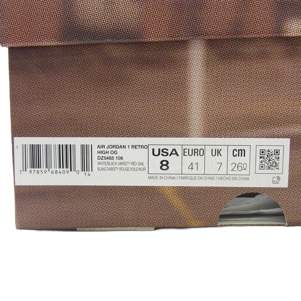 NIKE ナイキ DZ5485-106 Air Jordan 1 Retro High OG Black Toe Reimagined エアジョーダン1 レトロ ハイ OG ブラックトゥリイマジンド ホワイト系 ブラック系 レット系 26cm【極上美品】【中古】