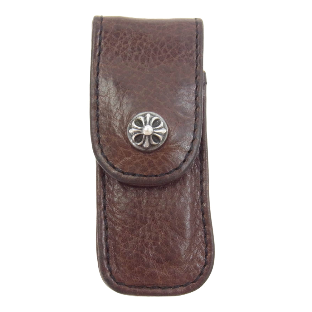CHROME HEARTS クロムハーツ（原本無） CRS BALL TOOTHPICK CASE トゥースピックケース 爪ようじ入れ レザー ポーチ ブラウン系【中古】