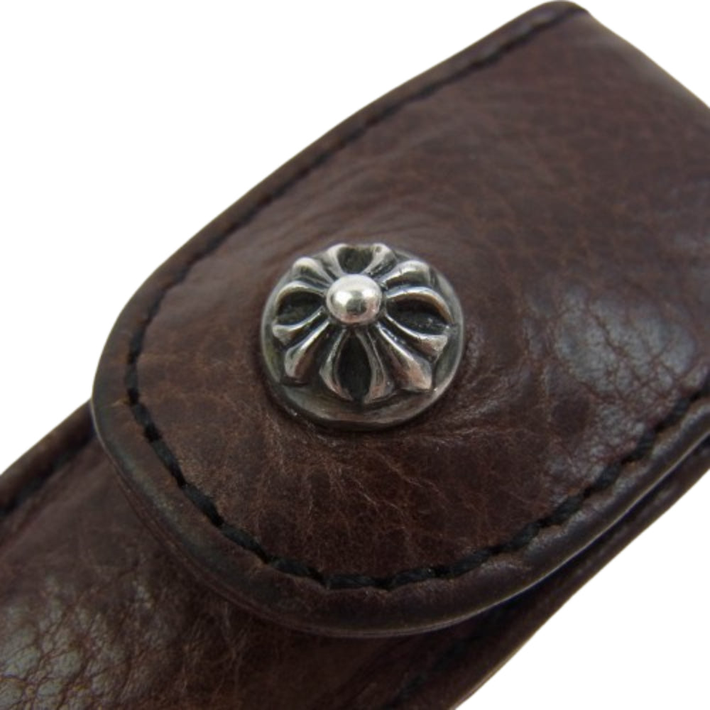 CHROME HEARTS クロムハーツ（原本無） CRS BALL TOOTHPICK CASE トゥースピックケース 爪ようじ入れ レザー ポーチ ブラウン系【中古】