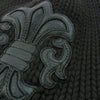 CHROME HEARTS クロムハーツ（原本無） BS FLARE BEANIE BSフレア レザーパッチ BSフレアボタン付 コットン ニット ビーニー ブラック系【中古】