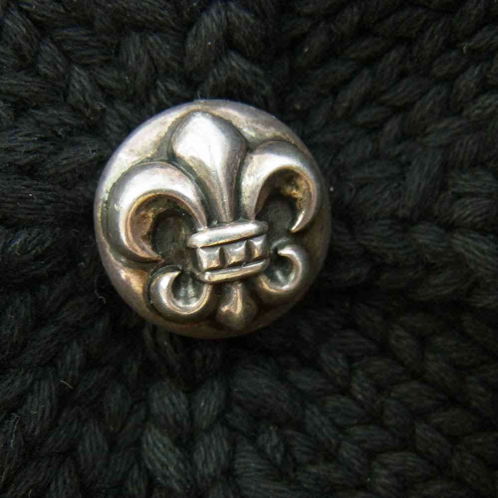 CHROME HEARTS クロムハーツ（原本無） BS FLARE BEANIE BSフレア レザーパッチ BSフレアボタン付 コットン ニット ビーニー ブラック系【中古】