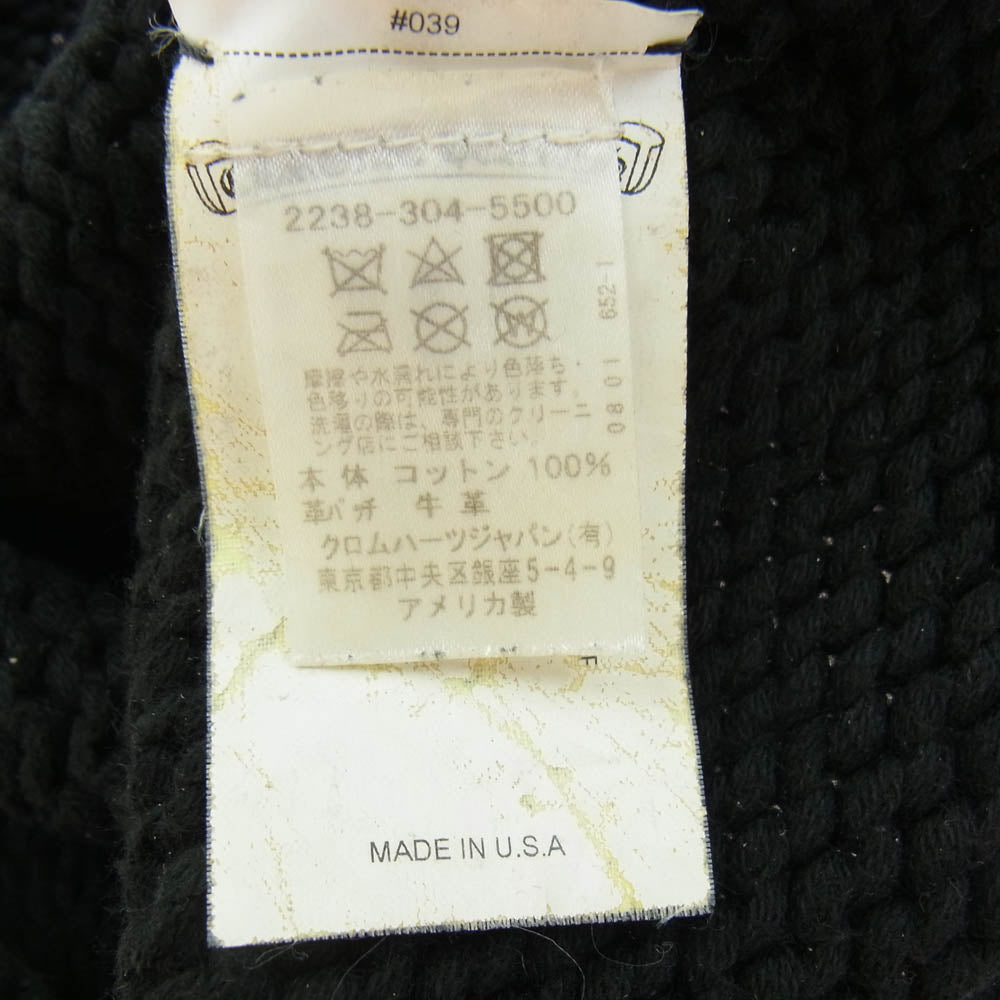 CHROME HEARTS クロムハーツ（原本無） BS FLARE BEANIE BSフレア レザーパッチ BSフレアボタン付 コットン ニット ビーニー ブラック系【中古】