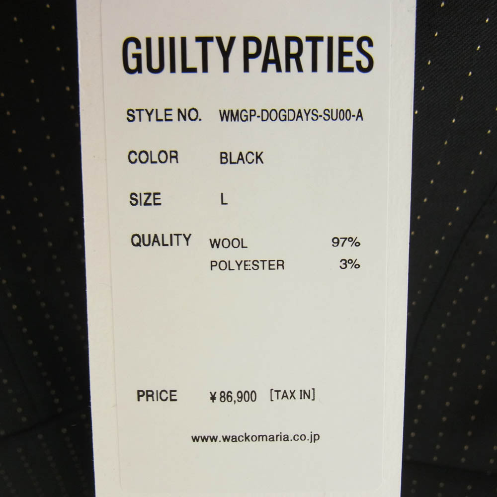 WACKO MARIA ワコマリア 23AW WMGP-DOGDAYS-SU00-A 店舗限定 GLITTER STITCH STRIPE 2B UNCONSTRUCTED JACKET GUILTY PARTIES CLOTH DORMEUIL ブラック系 L【新古品】【未使用】【中古】