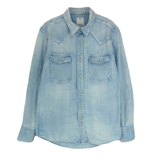 VISVIM ビズビム 13SS 0113105007004 SOCIAL SCULPTURE SHIRT L/S DAMAGED INDIGO ソーシャル スカルプチャー シャツ ダメージド デニム シャツ インディゴブルー系 1【中古】