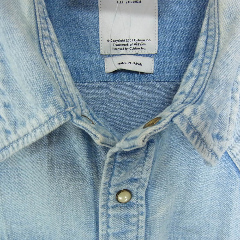 VISVIM ビズビム 13SS 0113105007004 SOCIAL SCULPTURE SHIRT L/S DAMAGED INDIGO ソーシャル スカルプチャー シャツ ダメージド デニム シャツ インディゴブルー系 1【中古】