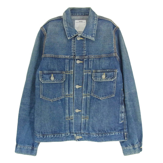 VISVIM ビズビム 14AW 0114205006001 SS 101 JKT DAMEGED 13oz 藍染め ディアパッチ デニム ジャケット インディゴブルー系 1【中古】