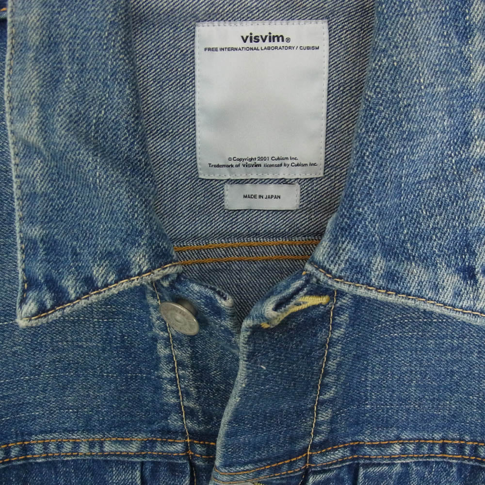 VISVIM ビズビム 14AW 0114205006001 SS 101 JKT DAMEGED 13oz 藍染め ディアパッチ デニム ジャケット インディゴブルー系 1【中古】
