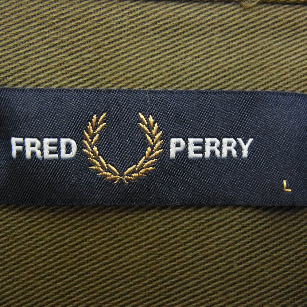 FRED PERRY フレッドペリー ワンポイント ロゴ ワーク シャツ ジャケット カーキ系 L【中古】