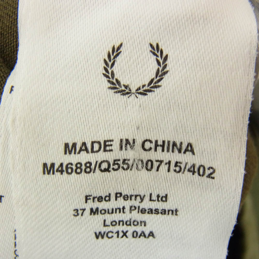 FRED PERRY フレッドペリー ワンポイント ロゴ ワーク シャツ ジャケット カーキ系 L【中古】