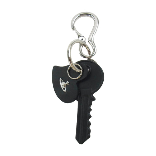 Vivienne Westwood ヴィヴィアンウエストウッド KEY CHARM レザー キーチェーン キーリング シルバー系 ブラック系【美品】【中古】
